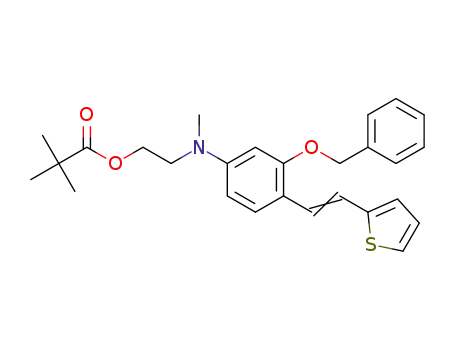 Molecular Structure of 1259926-34-5 (2,2-dimethylpropionic acid 2-{[3-benzyloxy-4-(2-thiophene-2-ylvinyl)-phenyl]methylamino}ethyl ester)