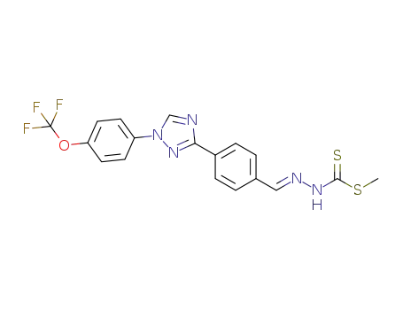 Molecular Structure of 1392735-19-1 ((E)-methyl 2-(4-(1-(4-(trifluoromethoxy)phenyl)-1H-1,2,4-triazol-3-yl)benzylidene)hydrazinecarbodithioate)
