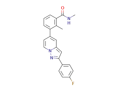 Molecular Structure of 1310405-41-4 (3-[2-(4-fluorophenyl)pyrazolo[1,5-a]pyridin-5-yl]-2,N-dimethylbenzamide)