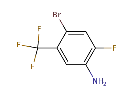 Molecular Structure of 104460-70-0 (4-BROMO-2-FLUORO-5-(TRIFLUOROMETHYL)ANILINE)