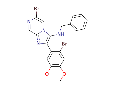 Molecular Structure of 1402350-37-1 (N-benzyl-6-bromo-2-(2-bromo-4,5-dimethoxyphenyl)imidazo[1,2-a]pyrazin-3-amine)