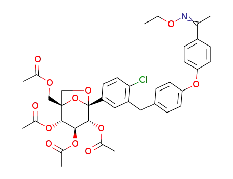 (1R,2S,3S,4R,5S)-1-(acetoxymethyl)-5-(4-chloro-3-(4-(4-(1-(ethoxyimino)ethyl)phenoxy)benzyl)phenyl)-6,8-dioxabicyclo[3.2.1]octane-2,3,4-triyl triacetate