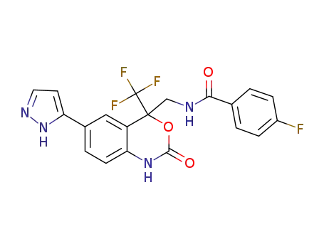 4-fluoro-N-{[2-oxo-6-(1H-pyrazol-5-yl)-4-(trifluoromethyl)-1,4-dihydro-2H-3,1-benzoxazin-4-yl]methyl}benzamide