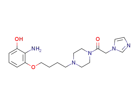 Molecular Structure of 1372616-35-7 (1-(4-(4-(2-amino-3-hydroxyphenoxy)butyl)piperazin-1-yl)-2-(1H-imidazol-1-yl)ethanone)