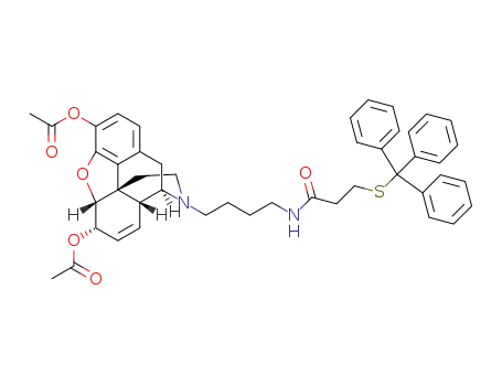 Molecular Structure of 1313816-36-2 (((4aR,7S,7aR,12bS)-3-(3-(3-tritylthio)propanamido)butyl)-2,3,4,4a,7,7a-hexahydro-1H-4,12-methanobenzofuro[3,2-e]isoquinoline-7,9-diyl diacetate)