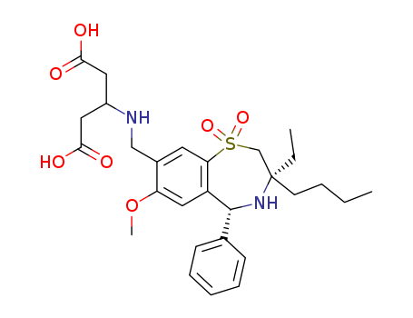 3-((((3R,5R)-3-BUTYL-3-ETHYL-7-METHOXY-1,1-DIOXIDO-5-PHENYL-2,3,4,5-TETRAHYDROBENZO[F][1,4]THIAZEPIN-8-YL)METHYL)AMINO)PENTANEDIOIC ACID