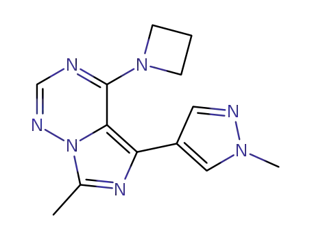 Molecular Structure of 1394034-58-2 (4-azetidin-1-yl-7-methyl-5-(1-methyl-1H-pyrazol-4-yl)imidazo[5,1-f ][1,2,4]triazine)