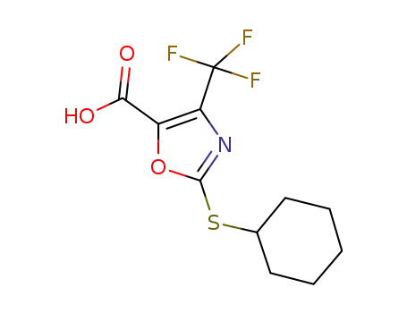 Molecular Structure of 1227935-02-5 (2-(cyclohexylthio)-4-trifluoromethyloxazole-5-carboxylic acid)