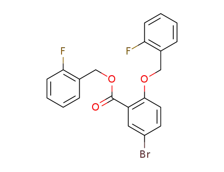Molecular Structure of 1285517-00-1 (2-fluorobenzyl 5-bromo-2-(2-fluorobenzyloxy)benzoate)