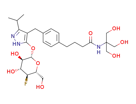 Benzenebutanamide, 4-[[3-[(4-deoxy-4-fluoro-β-D-glucopyranosyl)oxy]-5-(1-methylethyl)-1H-pyrazol-4-yl]methyl]-N-[2-hydroxy-1,1-bis(hydroxymethyl)ethyl]-