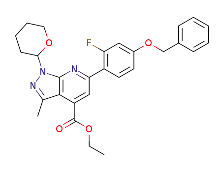6-(4-benzyloxy-2-fluorophenyl)-3-methyl-1-(tetrahydropyran-2-yl)-1H-pyrazolo[3,4-b]pyridine-4-carboxylic acid ethyl ester