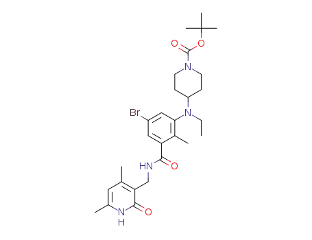 tert-butyl 4-((5-bromo-3-(((4,6-dimethyl-2-oxo-1,2-dihydropyridin-3-yl)methyl)carbamoyl)-2-methyl-phenyl)(ethyl)amino)piperidine-1-carboxylate