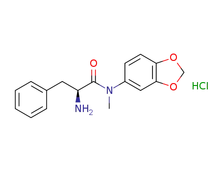 Molecular Structure of 1375278-24-2 ((S)-2-amino-N-(benzo[d][1,3]dioxol-5-yl)-N-methyl-3-phenylpropanamide hydrochloride)
