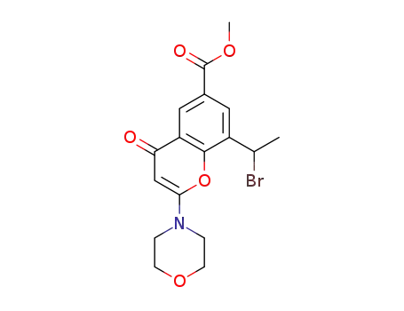 Molecular Structure of 1296271-41-4 (methyl 8-(1-bromoethyl)-2-morpholino-4-oxo-4H-chromene-6-carboxylate)