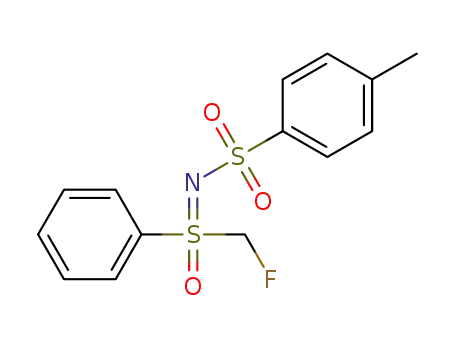 Molecular Structure of 1097193-08-2 (N-((fluoromethyl)(oxo)(phenyl)-λ<sup>6</sup>-sulfaneylidene)-4-methylbenzenesulfonamide)