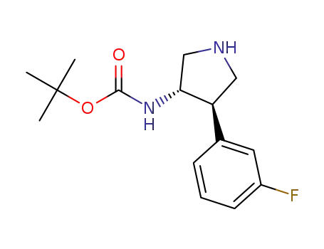 Molecular Structure of 1260596-09-5 (tert-Butyl (3S,4R)-4(3-Fluorophenyl)pyrrolidin-3-ylcarbaMate)