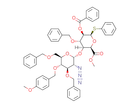 methyl 2-azido-3,6-di-O-benzyl-2-deoxy-4-O-p-methoxybenzyl-α-D-glucopyranosyl-(1→4)-(phenyl 3-O-benzyl-2-O-benzoyl-1-thio-β-L-idopyranoside)uronate