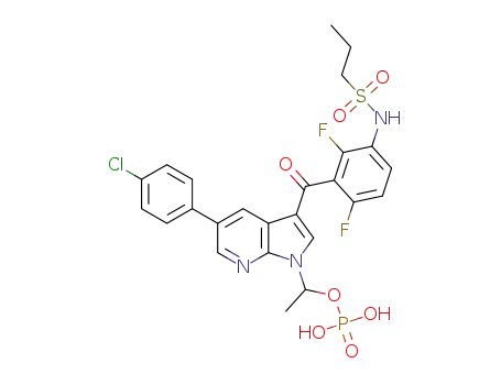 Molecular Structure of 1567347-33-4 (1-(5-(4-chlorophenyl)-3-(2,6-difluoro-3-(propylsulfonamido)benzoyl)-1H-pyrrolo[2,3-b]pyridin-1-yl)ethyl dihydrogen phosphate)