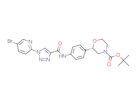 Molecular Structure of 1576038-91-9 ((S)-tert-butyl 2-(4-(1-(5-bromopyridin-2-yl)-1H-1,2,3-triazole-4-carboxamido)phenyl)morpholine-4-carboxylate)