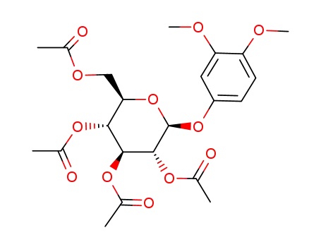 Molecular Structure of 136112-51-1 (Acetic acid (2R,3R,4S,5R,6S)-3,5-diacetoxy-2-acetoxymethyl-6-(3,4-dimethoxy-phenoxy)-tetrahydro-pyran-4-yl ester)