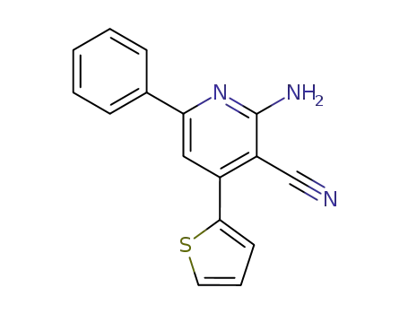 Molecular Structure of 77607-71-7 (2-amino-6-phenyl-4-(thiophen-2-yl)nicotinonitrile)