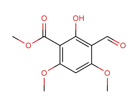 Molecular Structure of 51116-93-9 (Benzoic acid, 3-formyl-2-hydroxy-4,6-dimethoxy-, methyl ester)