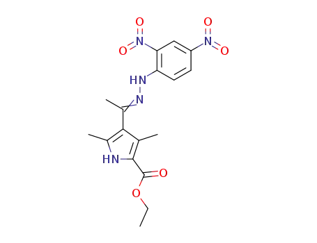 Molecular Structure of 5430-87-5 (ethyl 3-{1-[2-(2,4-dinitrophenyl)hydrazino]ethylidene}-2,4-dimethyl-3H-pyrrole-5-carboxylate)