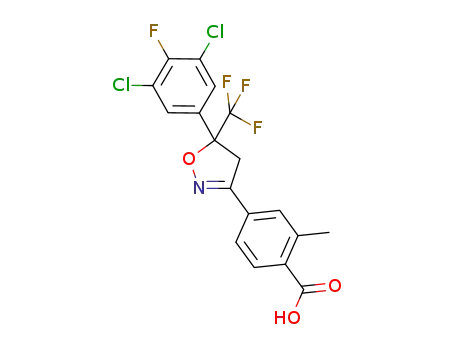 Molecular Structure of 1332698-41-5 (4-[5-(3,5-dichloro-4-fluorophenyl)-5-(trifluoromethyl)-4,5-dihydro-1,2-oxazol-3-yl]-2-methylbenzoic acid)