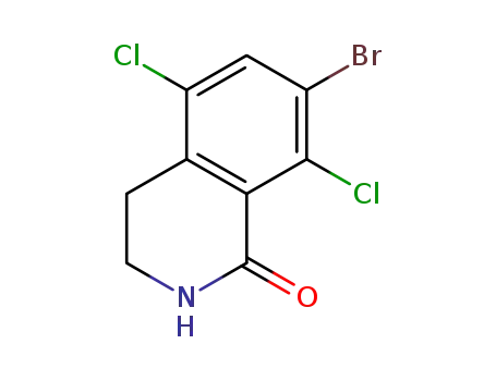 Molecular Structure of 1616289-35-0 (7-bromo-5,8-dichloro-3,4-dihydroisoquinolin-1(2H)-one)