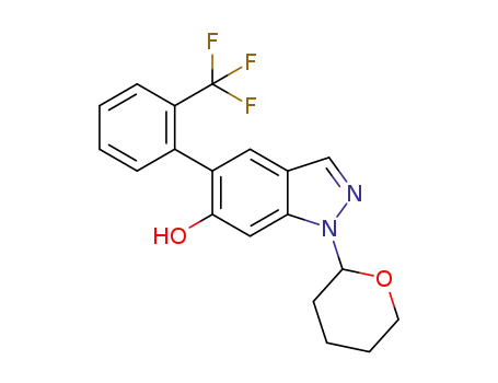 Molecular Structure of 1613505-28-4 (1-(tetrahydro-2H-pyran-2-yl)-5-(2-(trifluoromethyl)phenyl)-1H-indazol-6-ol)