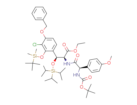 3-[4-benzyloxy-2-(<i>tert</i>-butyl-dimethyl-silanyloxy)-3-chloro-phenyl]-2-[2-<i>tert</i>-butoxycarbonylamino-2-(4-methoxy-phenyl)-acetylamino]-3-triisopropylsilanyloxy-propionic acid ethyl ester