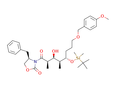 2-Oxazolidinone,
3-[(2R,3S,4S,5S)-5-[[(1,1-dimethylethyl)dimethylsilyl]oxy]-3-hydroxy-8-[(
4-methoxyphenyl)methoxy]-2,4-dimethyl-1-oxooctyl]-4-(phenylmethyl)-,
(4R)-