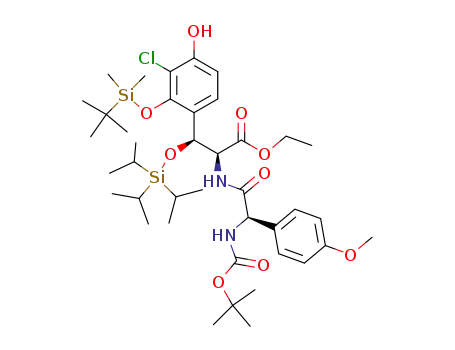 2-[2-<i>tert</i>-butoxycarbonylamino-2-(4-methoxy-phenyl)-acetylamino]-3-[2-(<i>tert</i>-butyl-dimethyl-silanyloxy)-3-chloro-4-hydroxy-phenyl]-3-triisopropylsilanyloxy-propionic acid ethyl ester