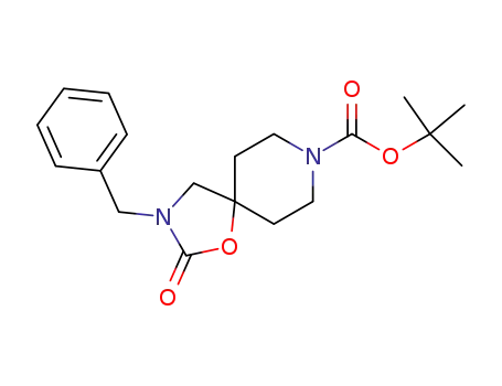 Molecular Structure of 169206-56-8 (1-Oxa-3,8-diazaspiro[4.5]decane-8-carboxylic acid,
2-oxo-3-(phenylmethyl)-, 1,1-dimethylethyl ester)