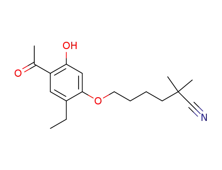 Molecular Structure of 140660-12-4 (Hexanenitrile, 6-(4-acetyl-2-ethyl-5-hydroxyphenoxy)-2,2-dimethyl-)