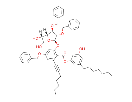 3'-(benzyloxy)-6'-<<5''-(1-heptyl)-3''-hydroxyphenoxy>carbonyl>-5'-(1-heptyn-1-yl)phenyl 2,3-di-O-benzyl-L-galactofuranoside