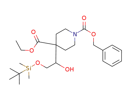 4-[2-(tert-butyldimethylsilyloxy)-1-hydroxyethyl]-piperidine-1,4-dicarboxylic acid 1-benzyl ester 4-ethyl ester