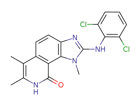 Molecular Structure of 333455-13-3 (9H-Imidazo[4,5-h]isoquinolin-9-one,
2-[(2,6-dichlorophenyl)amino]-1,8-dihydro-1,6,7-trimethyl-)