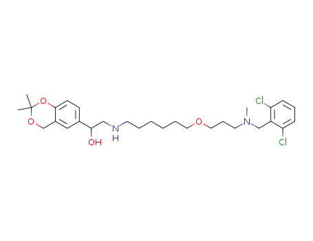Molecular Structure of 956234-85-8 (2-[(6-{3-[(2,6-dichlorobenzyl)(methyl)amino]propoxy}hexyl)amino]-1-(2,2-dimethyl-4H-1,3-benzodioxin-6-yl)ethanol)