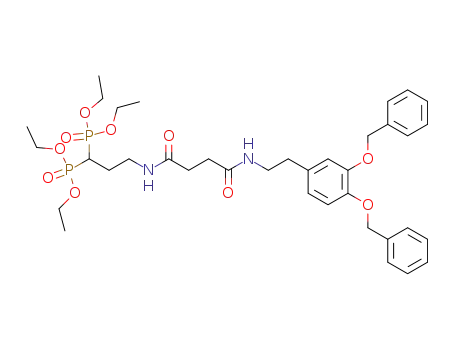 Molecular Structure of 915035-99-3 ([3-{3-[2-(3,4-bis-benzyloxy-phenyl)-ethylcarbamoyl]-propionylamino}-1-(diethoxy-phosphoryl)-propyl]-phosphonic acid diethyl ester)