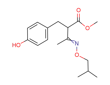 Molecular Structure of 851181-35-6 (3-(2-methyl-propyl)oxyimino-2-(4-hydroxy-benzyl)-butyric acid methyl ester)
