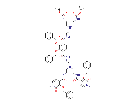 {2-[(2-{2,3-bis-benzyloxy-4-[2-(bis-{2-[(3-benzyloxy-1-methyl-2-oxo-1,2-dihydro-pyridine-4-carbonyl)-amino]-ethyl}-amino)-ethylcarbamoyl]-benzoylamino}-ethyl)-(2-<i>tert</i>-butoxycarbonylamino-ethyl)-amino]-ethyl}-carbamic acid <i>tert</i>-butyl ester