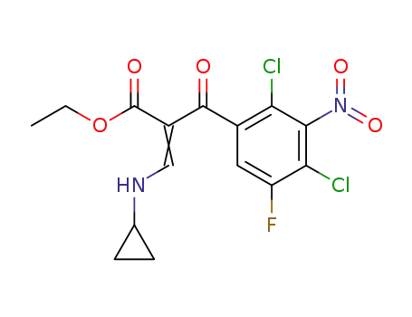Molecular Structure of 111453-56-6 (ethyl 3-(N-cyclopropylamino)-2-(2,4-dichloro-5-fluoro-3-nitrobenzoyl) acrylate)
