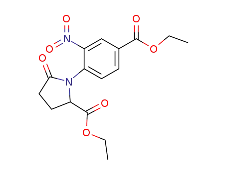 Molecular Structure of 221381-94-8 (Proline, 1-[4-(ethoxycarbonyl)-2-nitrophenyl]-5-oxo-, ethyl ester)