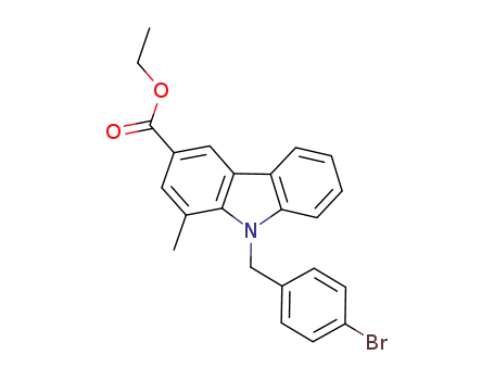 Molecular Structure of 953797-82-5 (ethyl 9-(4-bromobenzyl)-1-methyl-9H-carbazole-3-carboxylate)
