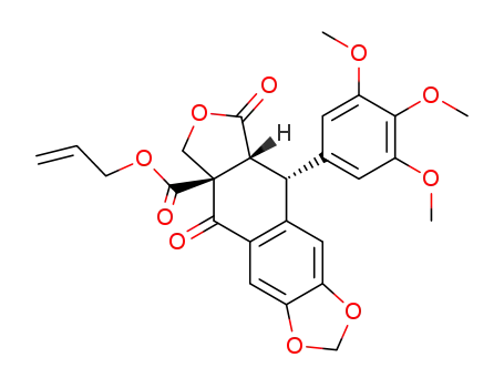 Molecular Structure of 620116-57-6 ((5aR,8aR,9R)-5,8-Dioxo-9-(3,4,5-trimethoxy-phenyl)-5,8,8a,9-tetrahydro-furo[3',4':6,7]naphtho[2,3-d][1,3]dioxole-5a-carboxylic acid allyl ester)