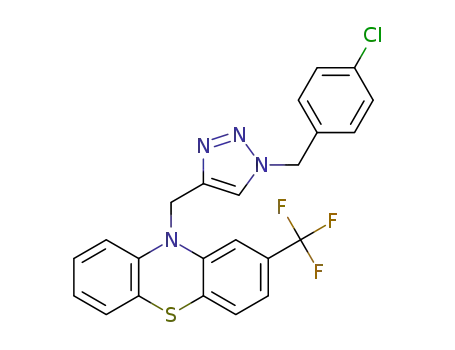Molecular Structure of 1393083-39-0 (10-{[1-(4-chlorobenzyl)-1H-1,2,3-triazol-4-yl]methyl}-2-{trifluoromethyl}-10H-phenothiazine)