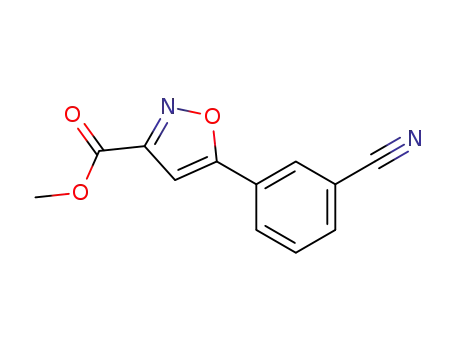 Molecular Structure of 956360-06-8 (Methyl 5-(3-Cyanophenyl)isoxazole-3-carboxylate)