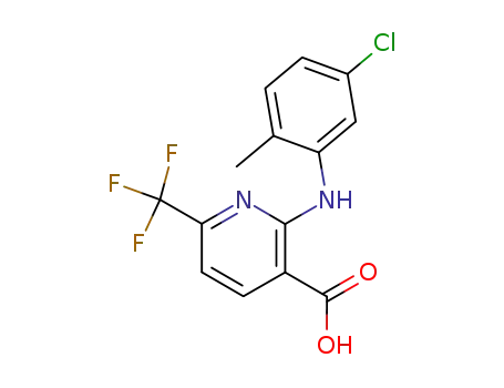 Molecular Structure of 741265-23-6 (2-(5-chloro-2-methyl-phenylamino)-6-trifluoromethyl-nicotinic acid)