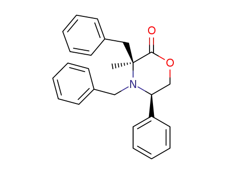 Molecular Structure of 147700-92-3 ((3S,5R)-N,3-dibenzyl-3-methyl-5-phenyl-3,4,5,6-tetrahydro-1,4-oxazin-2-one)